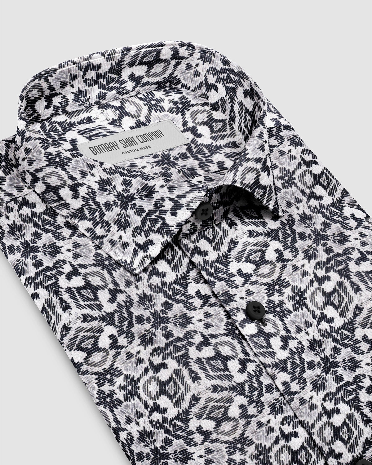 Sylva Cotton Silk Printed Shirt - Black & White