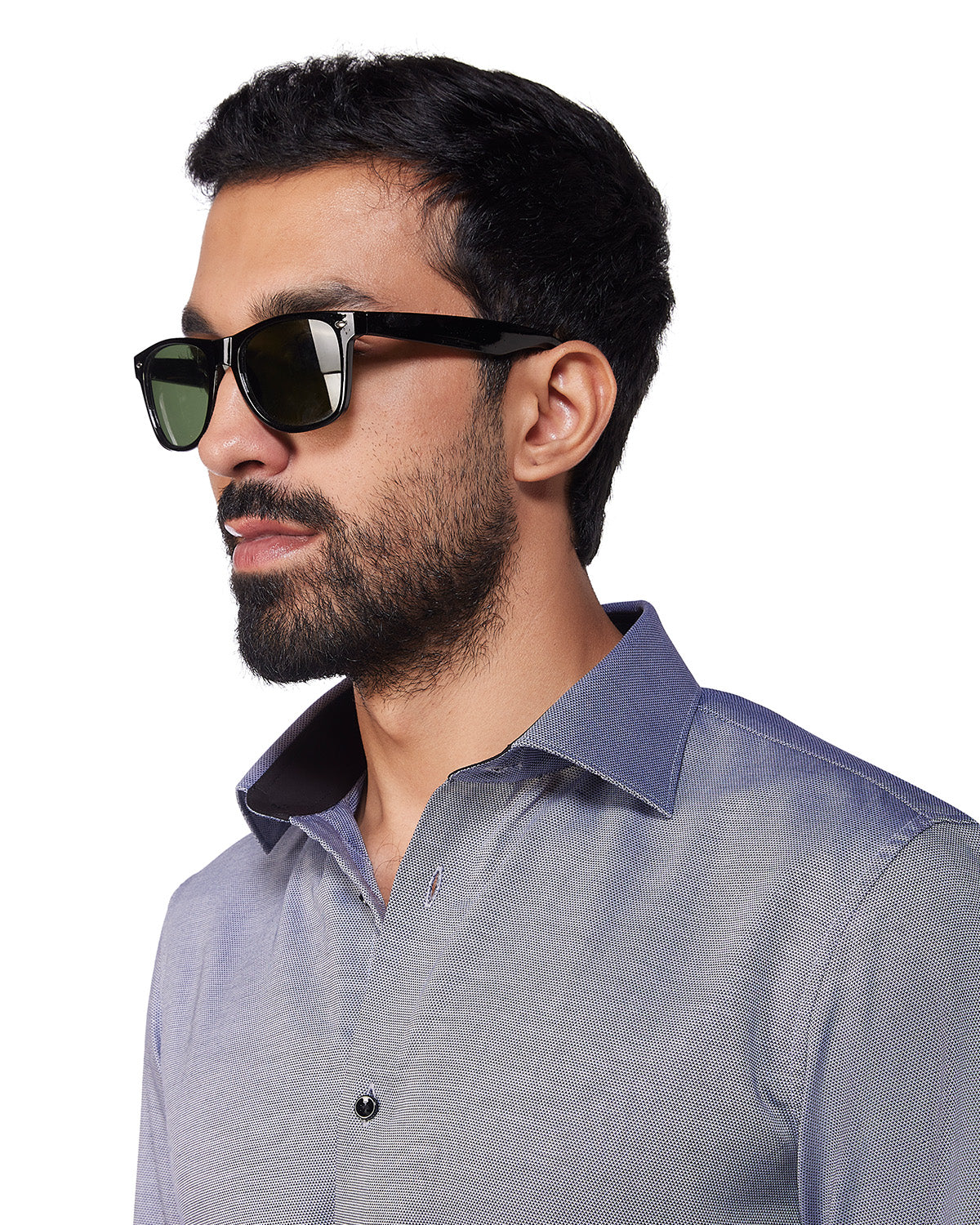 Stretch Dobby Shirt - Navy & White