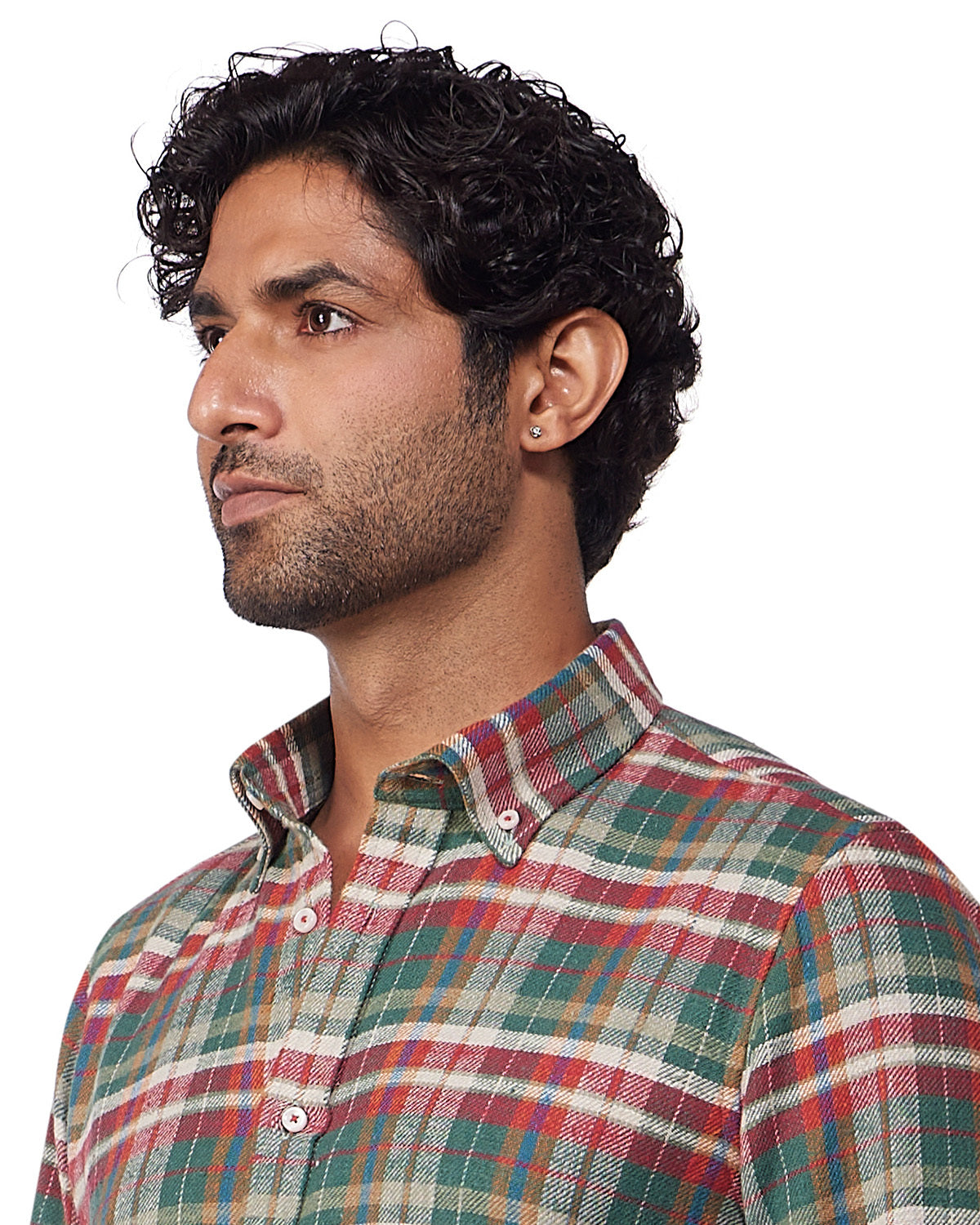 Japanese Flannel Checked Shirt - Green & Red
