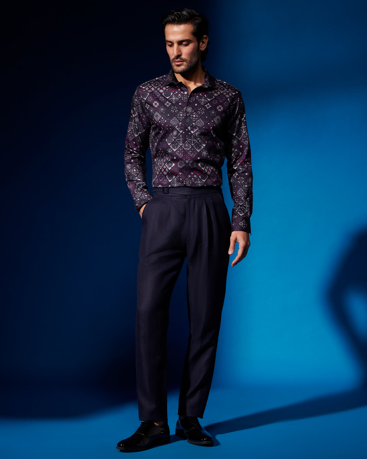 Diamond Printed Shirt - Red & Black