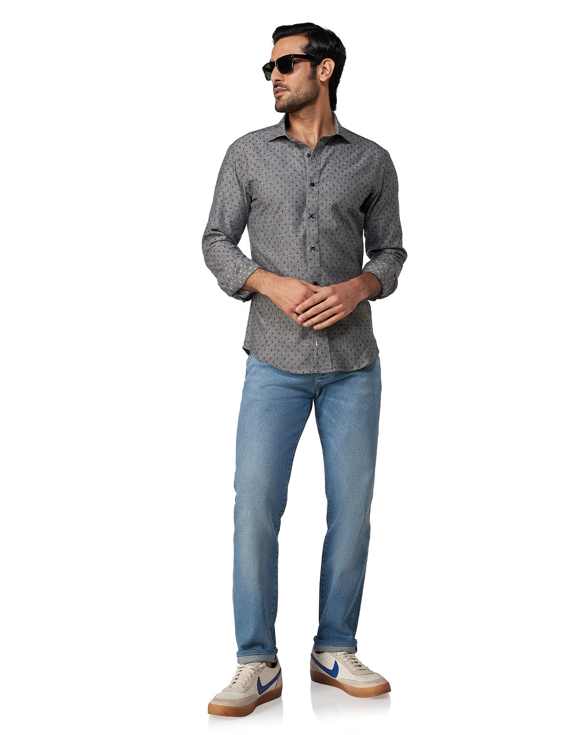 Brushed Diamond Dobby Shirt - Grey