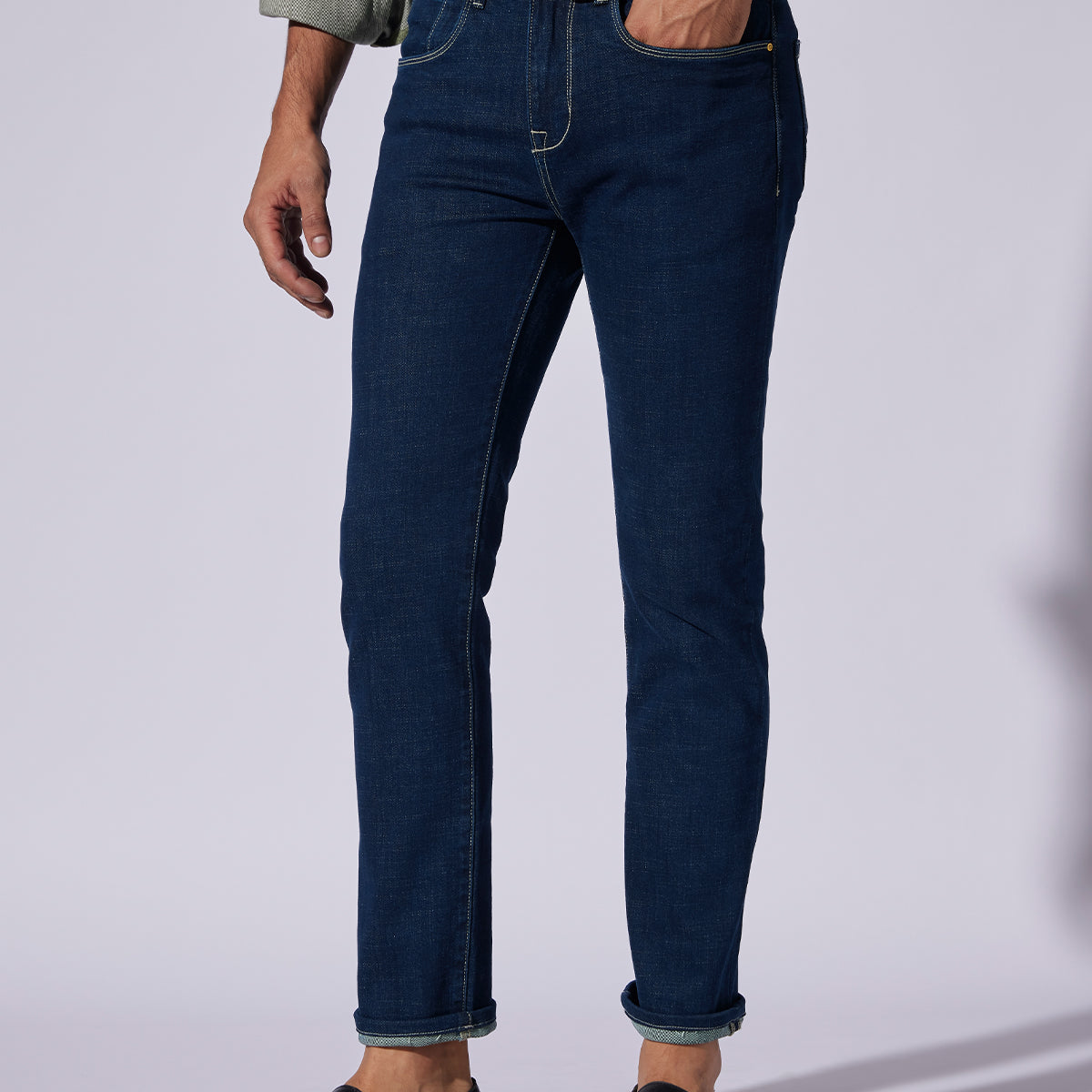 Aged Indigo Stretch Jeans Mid Blue – Bombay Shirt Company