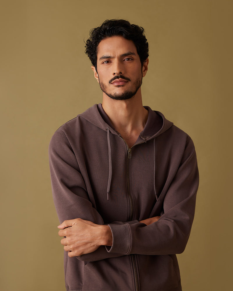 Luxe Journey Zipper Hoodie - Brown