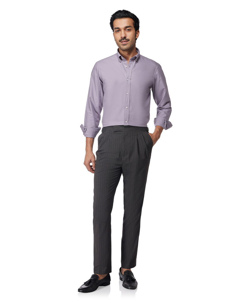 Verona Striped Neapolitan Dress Pants - Grey