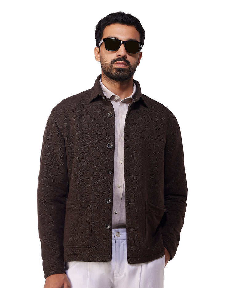 Woodshade Knit Shacket - Brown