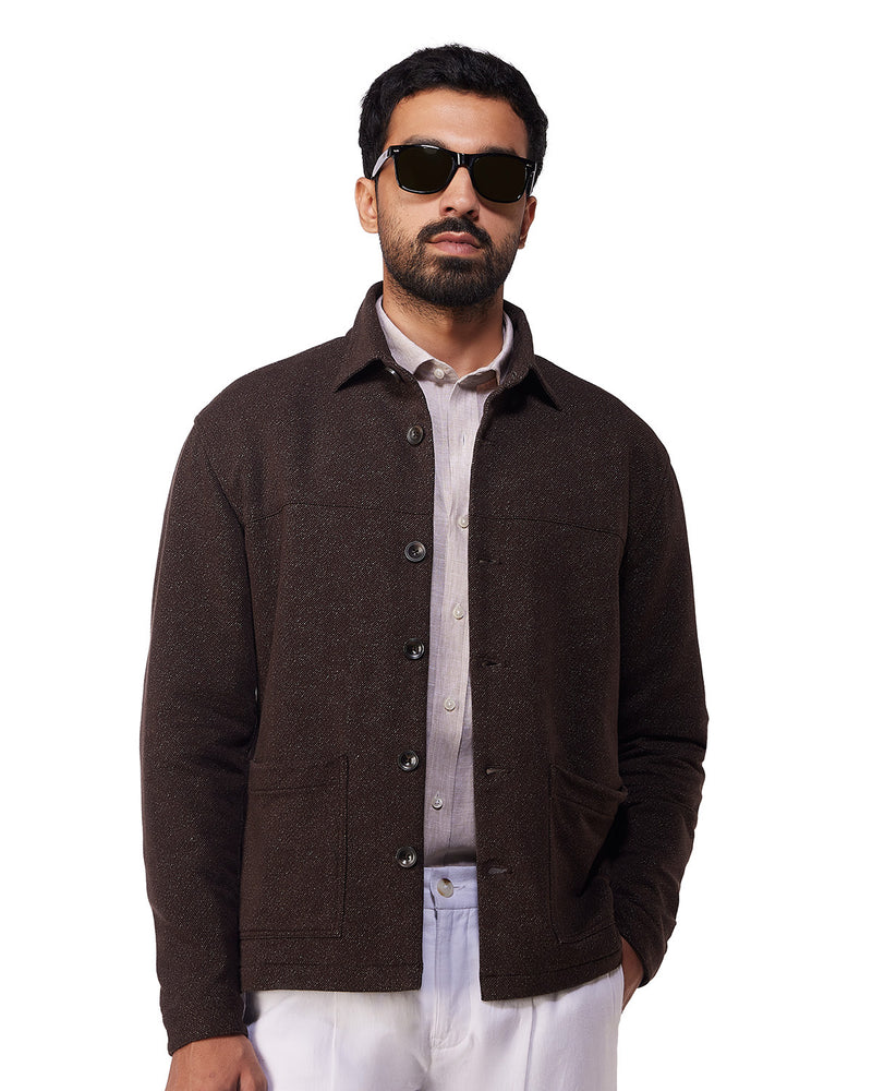 Woodshade Knit Shacket - Brown