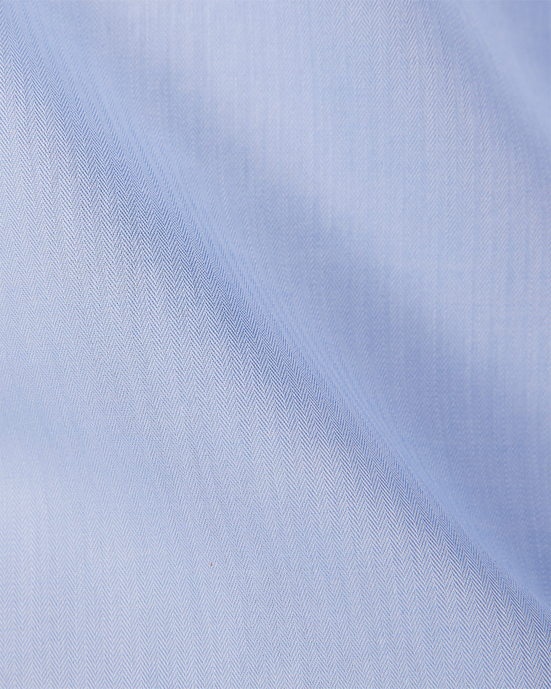 Blue Cotton Herringbone Shirt