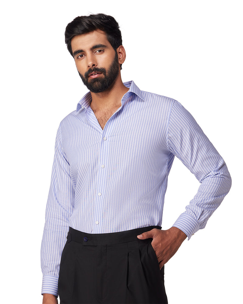 Lavender Dobby Striped Shirt