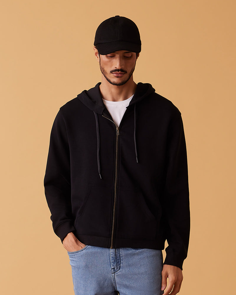 Luxe Journey Zipper Hoodie - Black