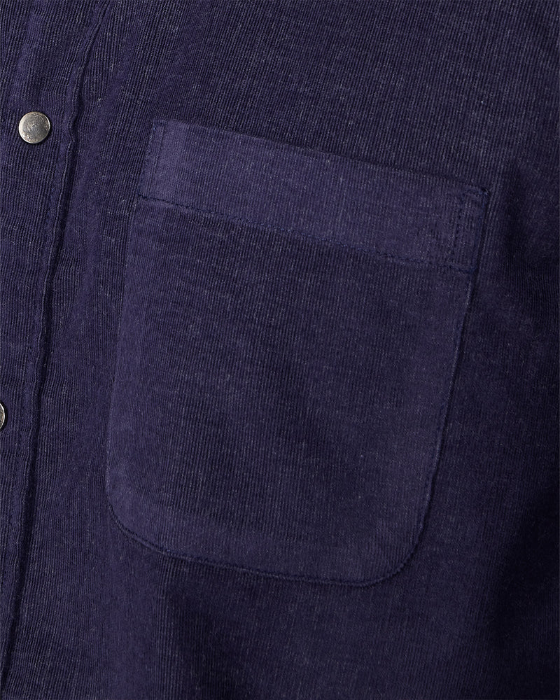 Navy Blue Cotton Blend Corduroy Shirt