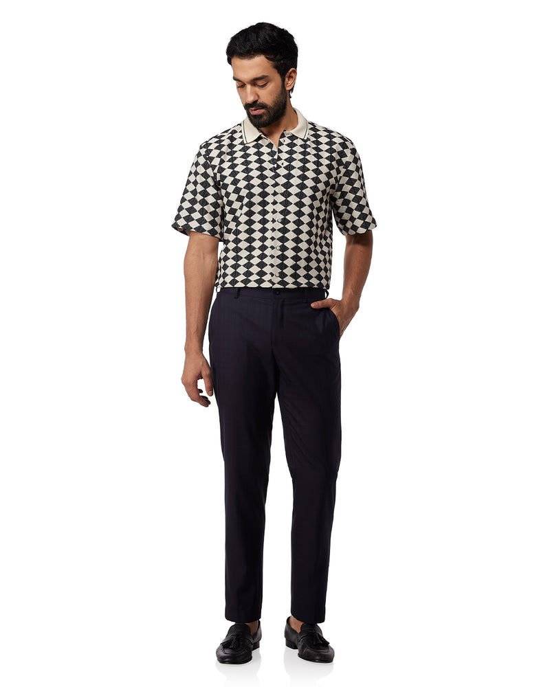 Tenet Checked Dress Pants - Navy