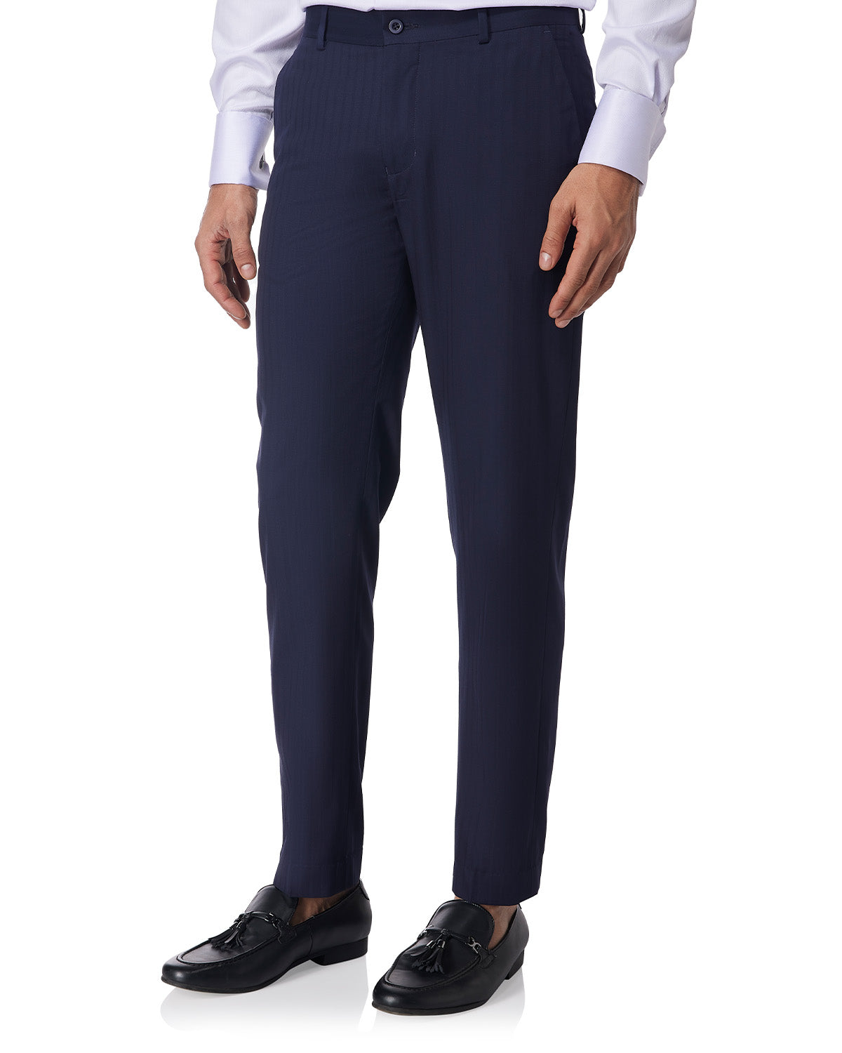 Velar Dobby Striped Dress Pants  - Navy