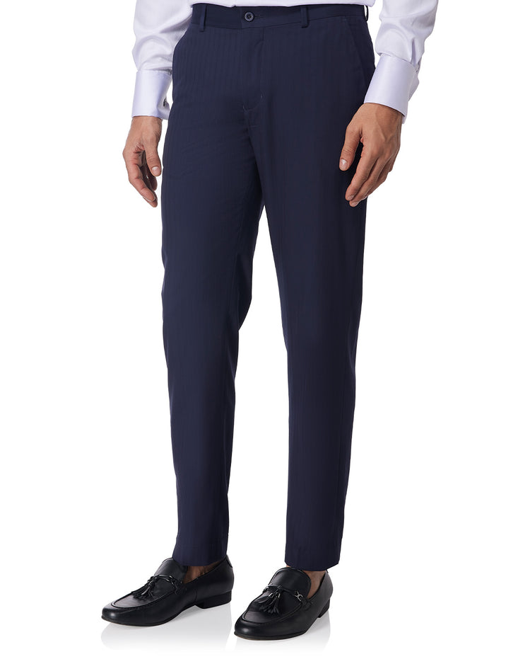 Velar Dobby Striped Dress Pants  - Navy