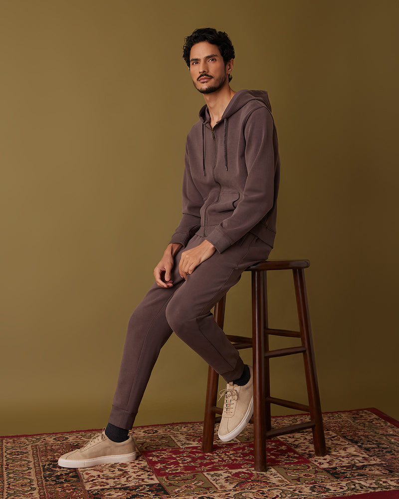 Luxe Journey Zipper Hoodie - Brown