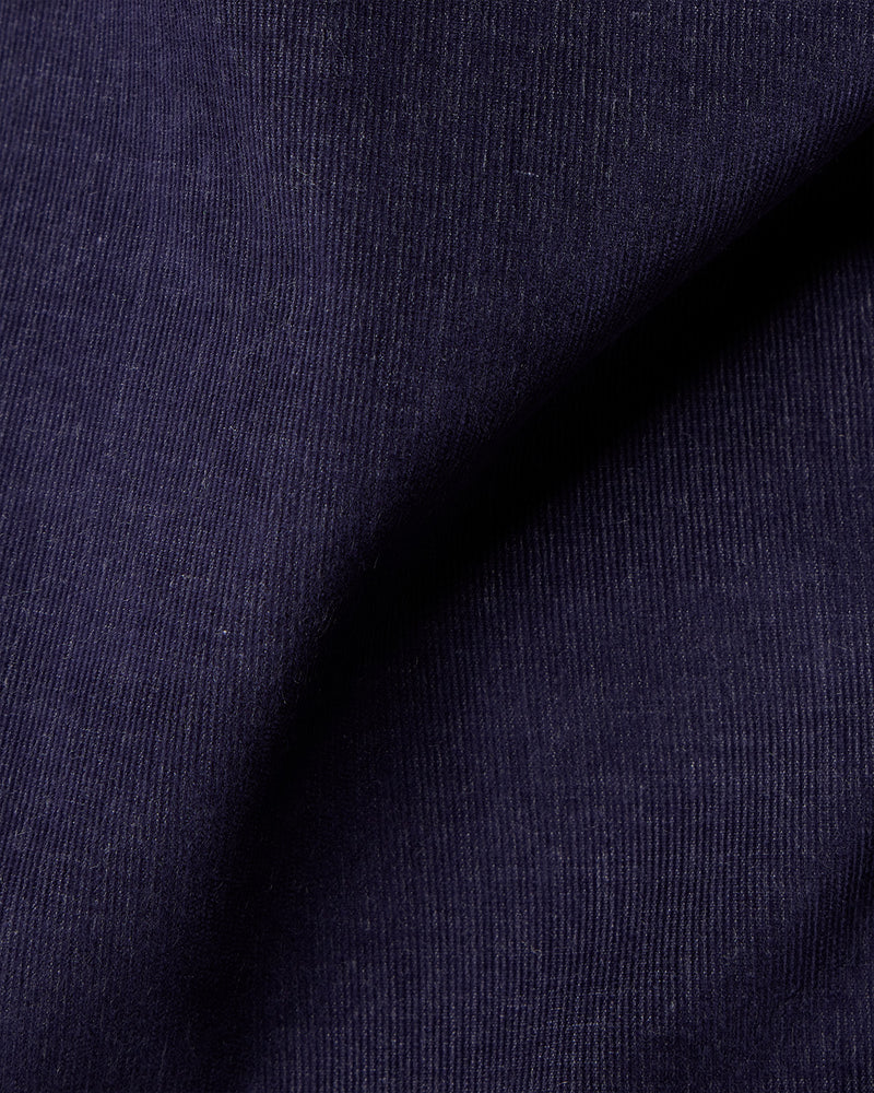 Navy Blue Cotton Blend Corduroy Shirt