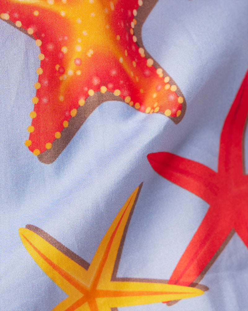 Blue Half-Sleeve Seashell Printed Shirt