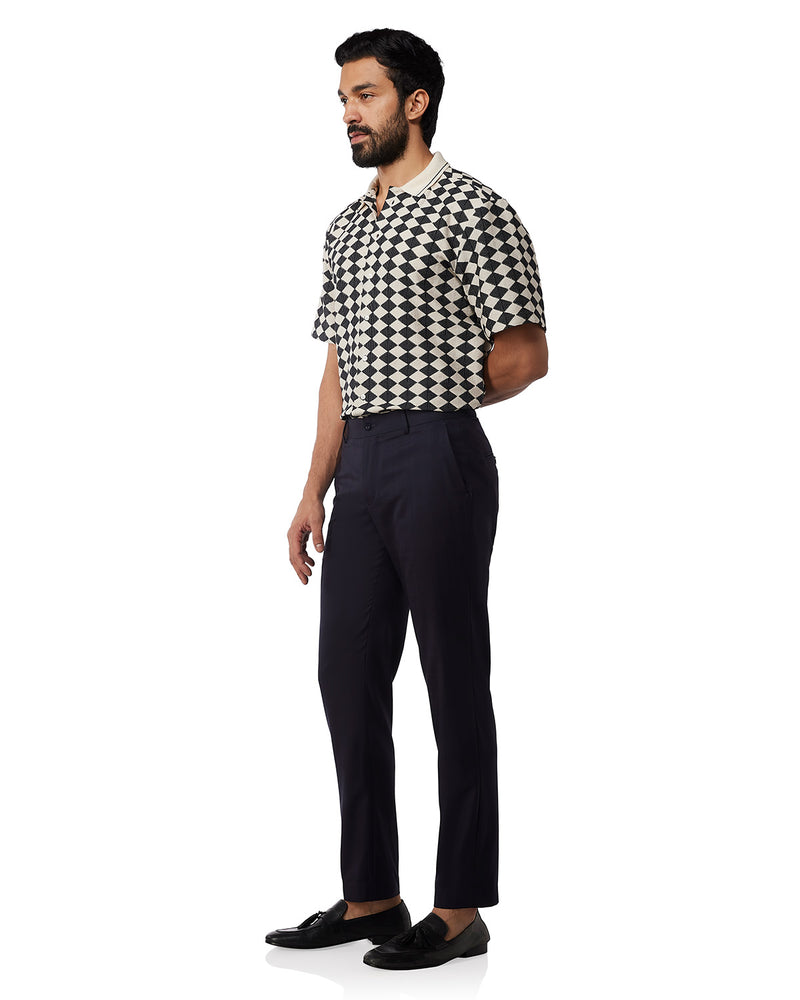 Tenet Checked Dress Pants - Navy