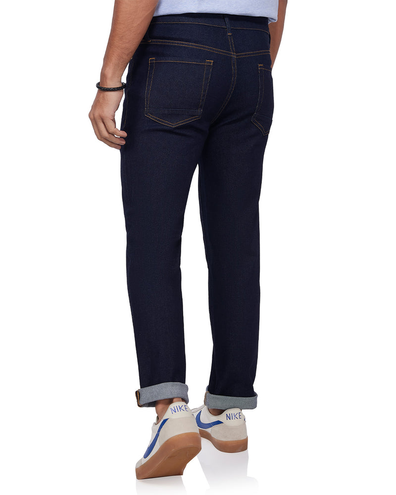 Japanese Raw Edge Stretch Jeans - Dark Blue