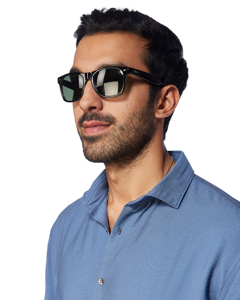 Blue Half-Sleeve Twill Shirt