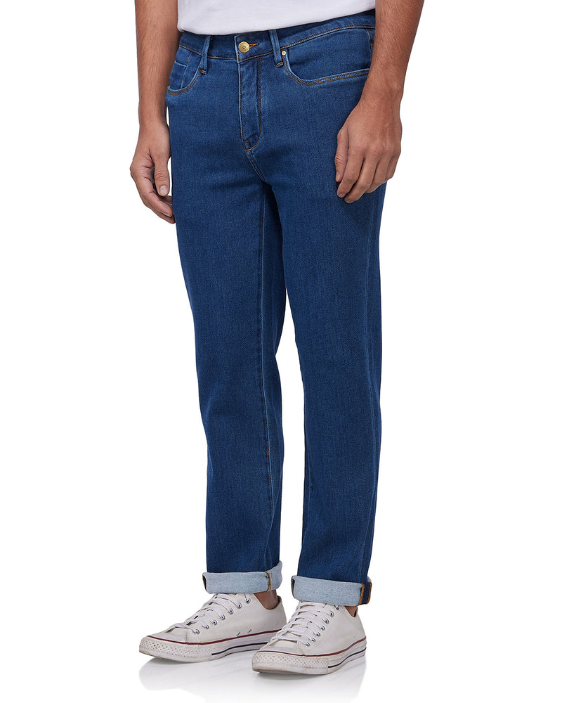 Japanese Back-Brushed Twill Stretch Jeans - Mid Blue