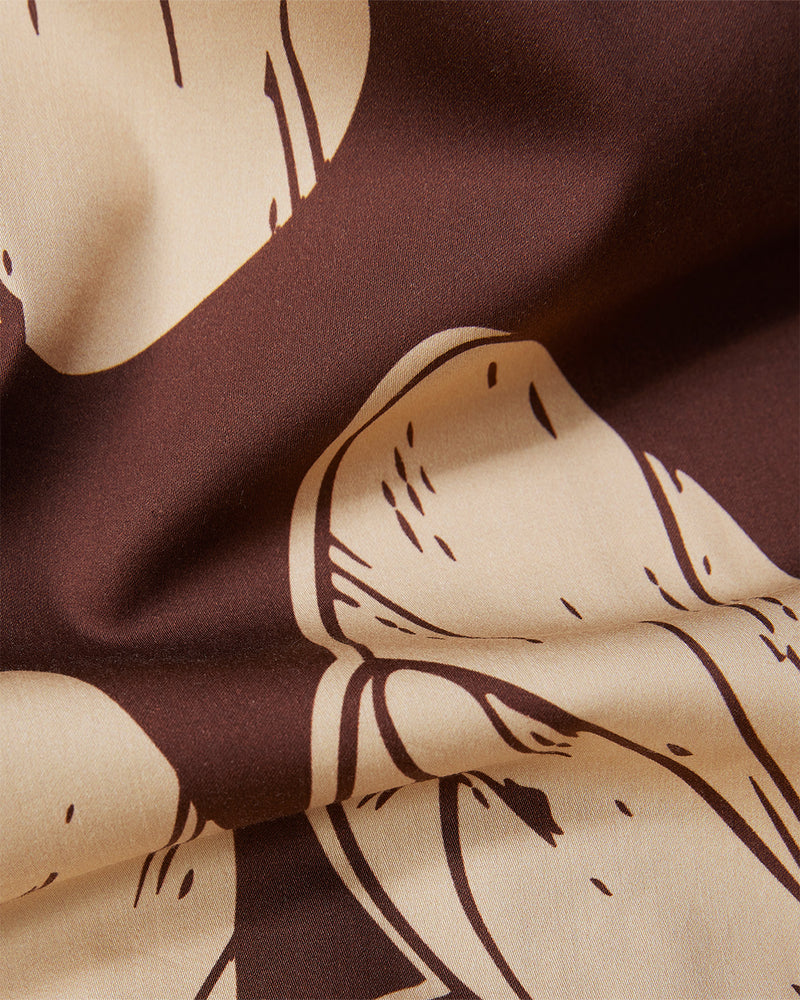Brown Half-Sleeve Floral Printed Shirt