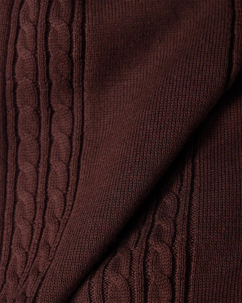 Brown Half-Sleeve Jacquard Flat Knit Shirt