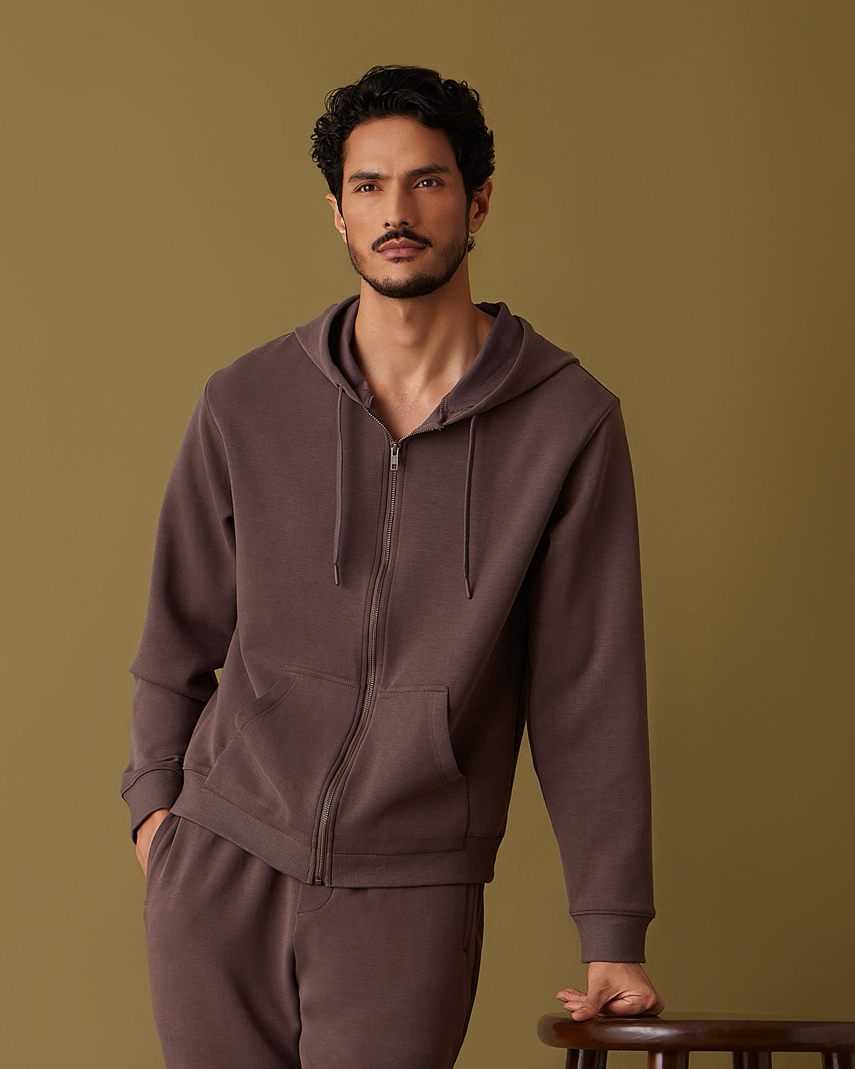 Luxe Journey Zipper Hoodie - Brown