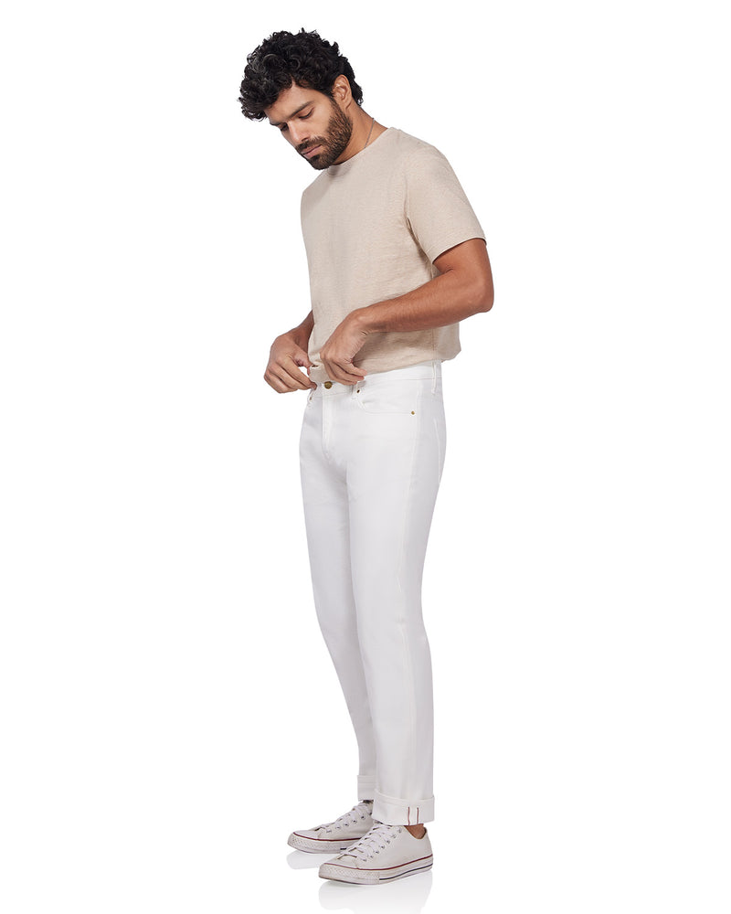 Japanese Pure Twill Stretch Selvedge Jeans - White