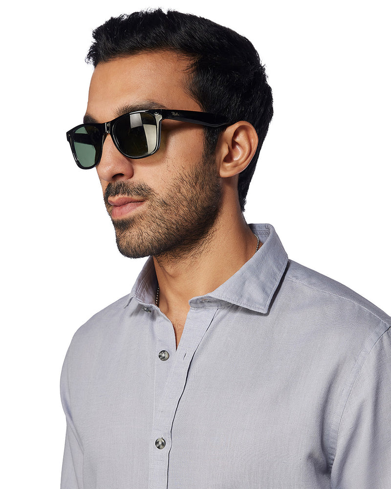 Bluish Grey Cotton Linen Shirt