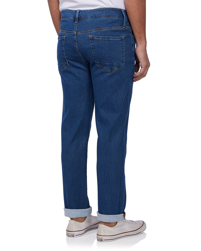 Japanese Back-Brushed Twill Stretch Jeans - Mid Blue