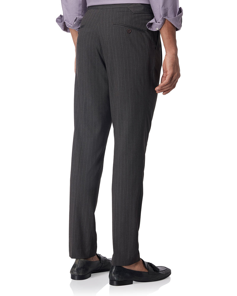 Verona Striped Neapolitan Dress Pants - Grey