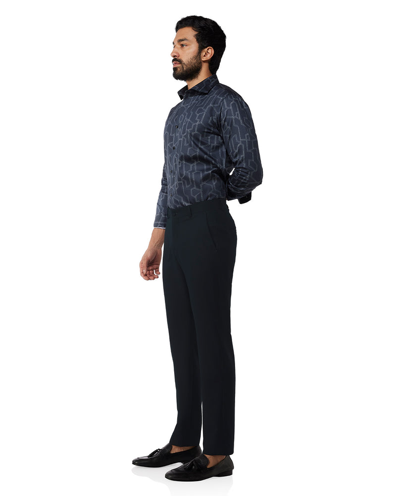 Volante Checked Dress Pants - Navy