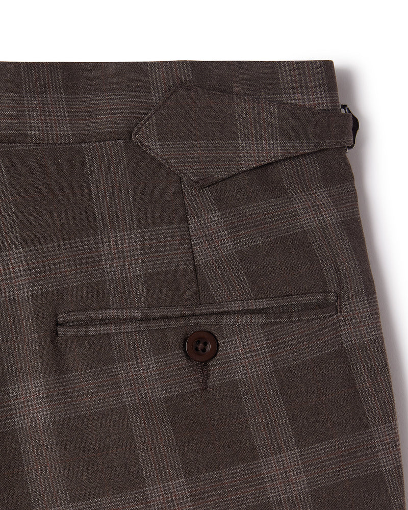 Elba 4-way Stretch Checked Neapolitan Dress Pants - Brown