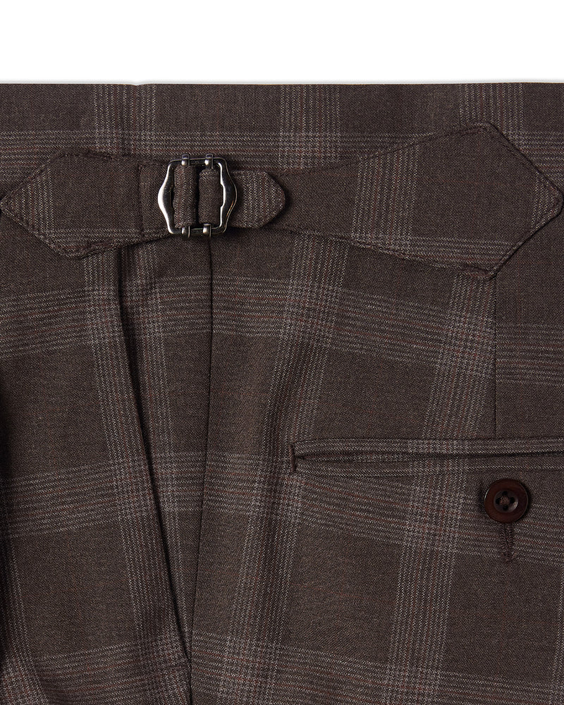 Elba 4-way Stretch Checked Neapolitan Dress Pants - Brown