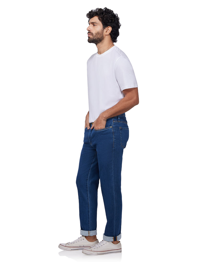 Japanese Back-Brushed Twill Stretch Jeans - Mid Blue