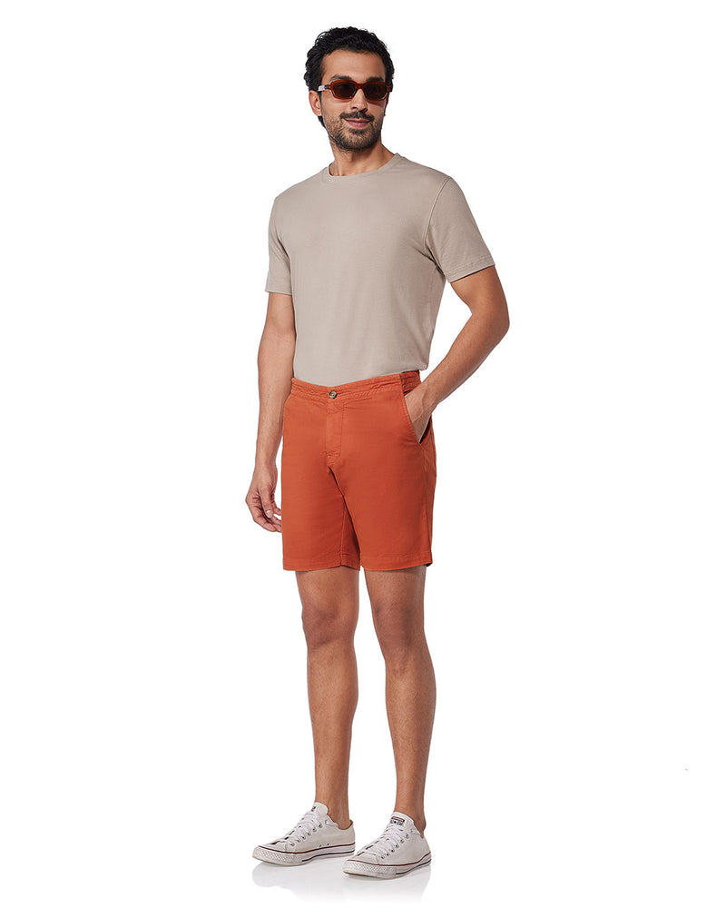 Urban Stretch Washed Shorts - Rust