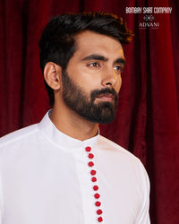 BSC x ALB | Crimson Accent Popover Shirt - White