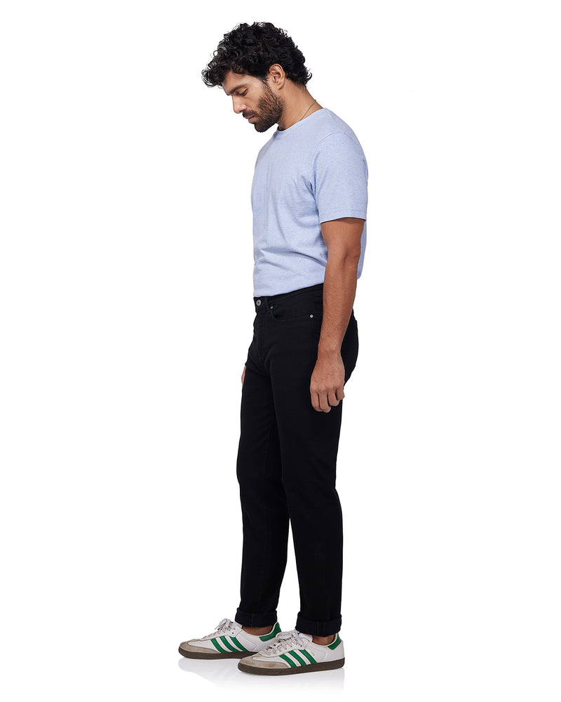 Speckled Twill Stretch Jeans - Black