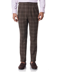 Elba 4-way Stretch Checked Neapolitan Dress Pants - Brown