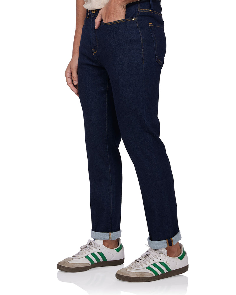 Japanese Back-Brushed Twill Stretch Jeans - Dark Blue