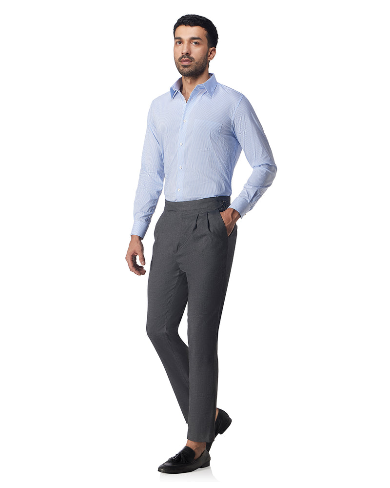 Blue & White Stretch Poplin Striped Shirt