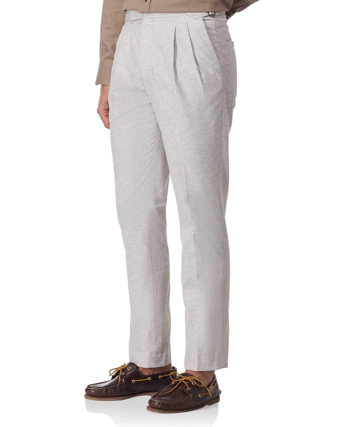 Portofino Cotton Linen Neapolitan Dress Pants - Beige