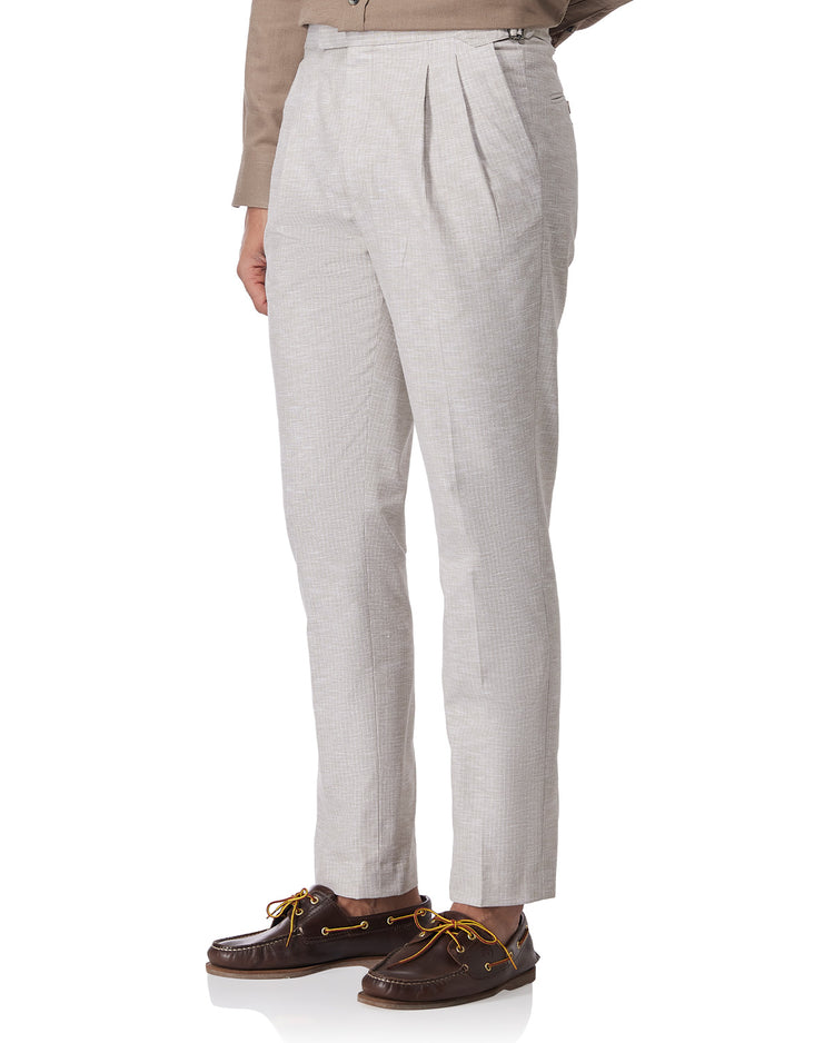 Portofino Cotton Linen Neapolitan Dress Pants - Beige