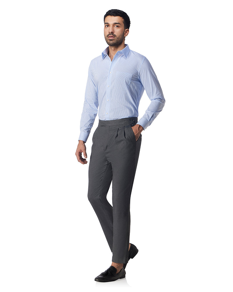Blue & White Stretch Poplin Striped Shirt