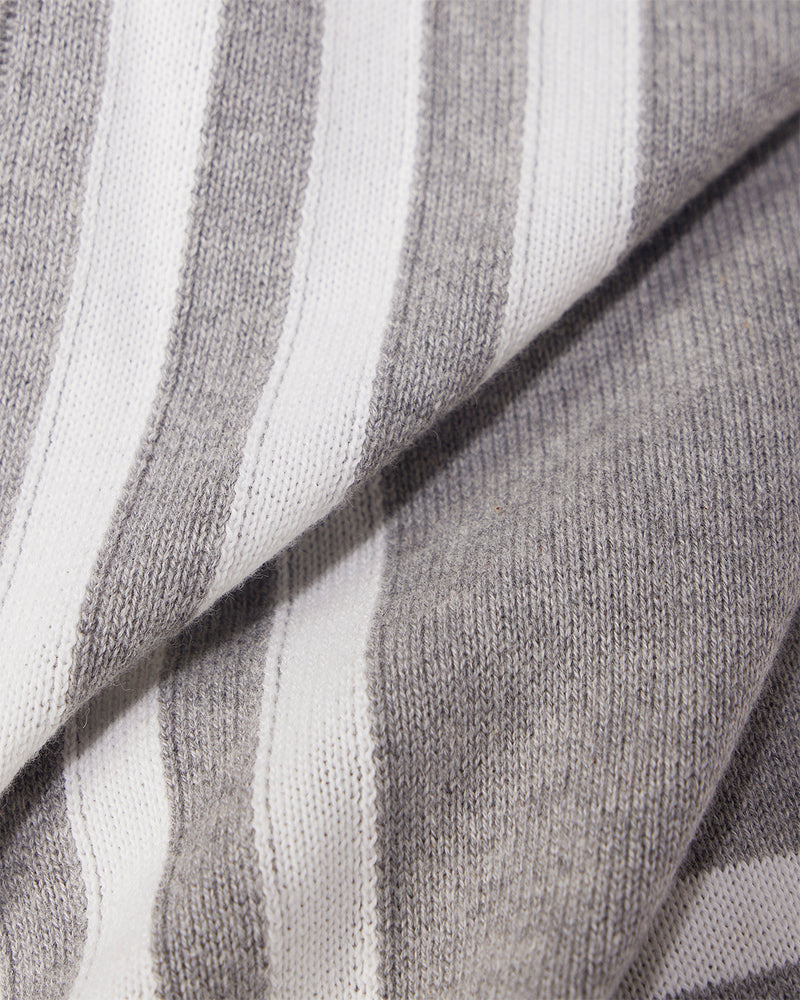 Grey & Cream Half-Sleeve Flat Knit Shirt