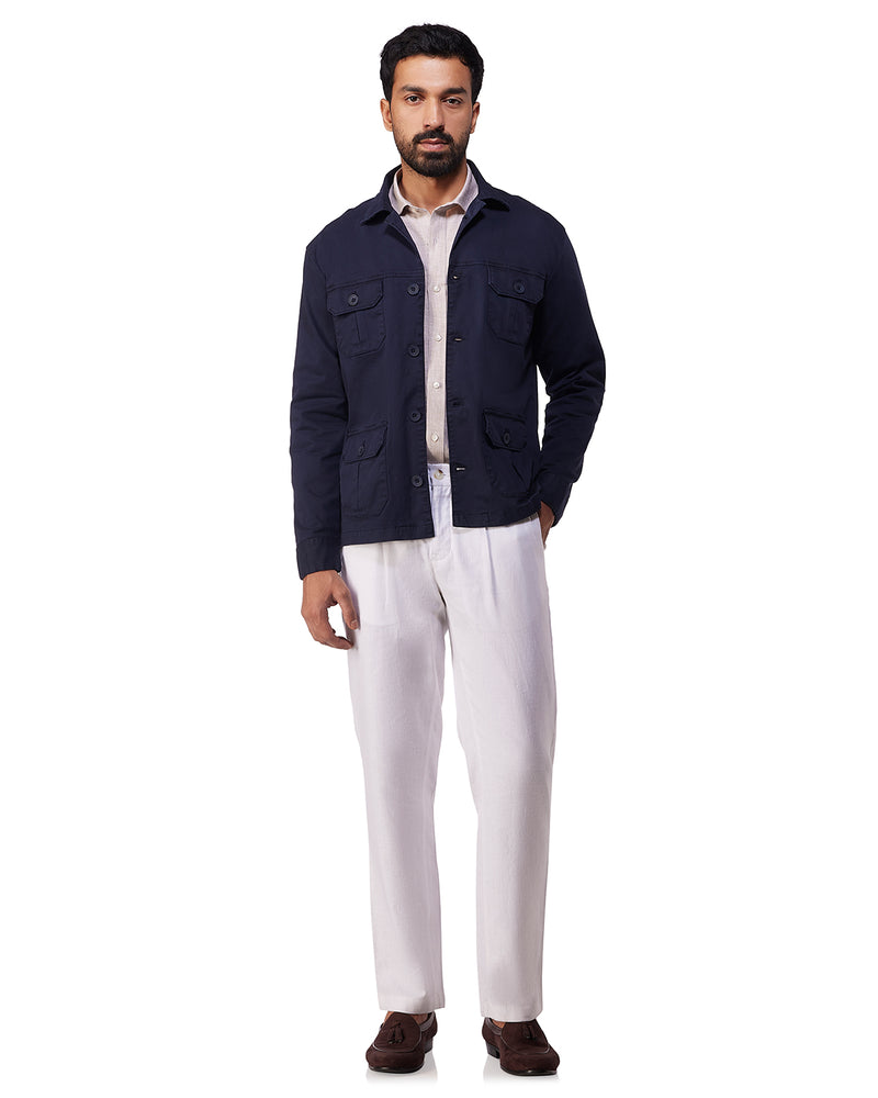 Ashcroft Washed Twill Shacket - Navy
