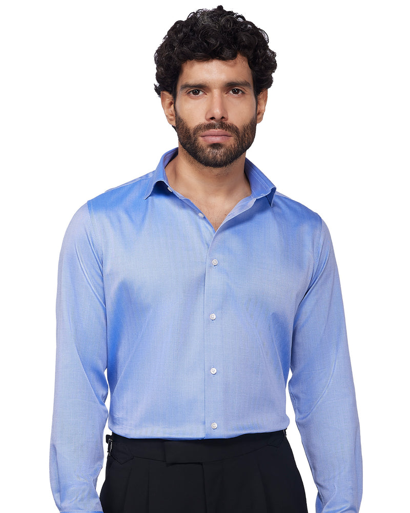 Blue Herringbone Shirt