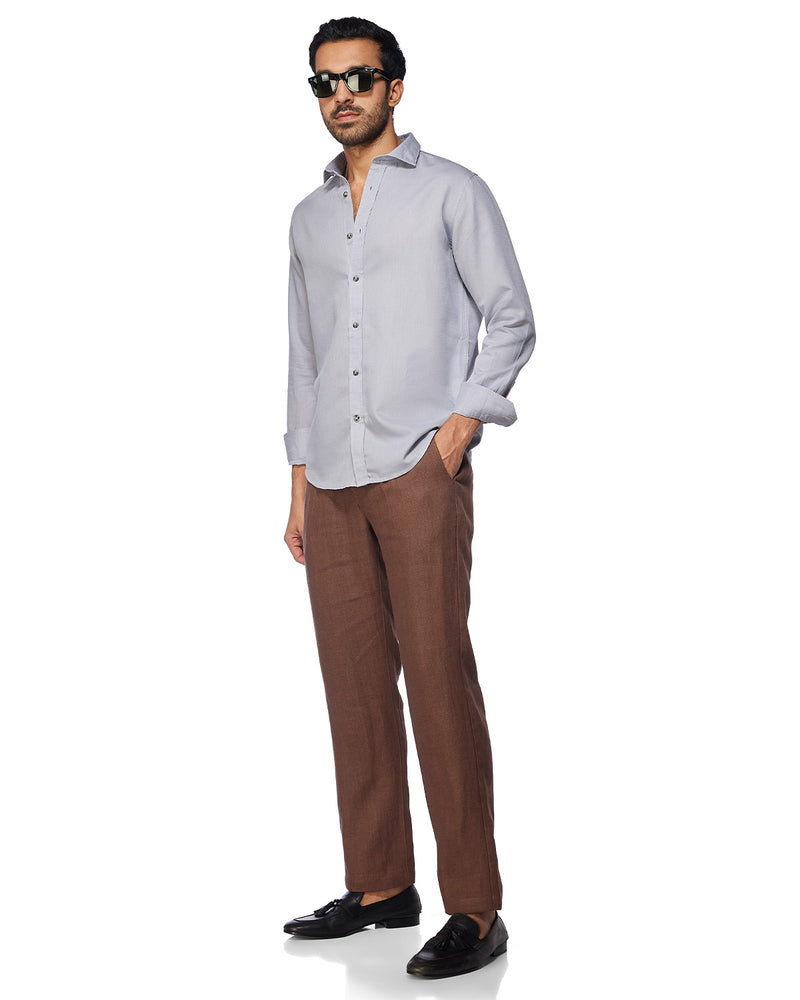 Bluish Grey Cotton Linen Shirt