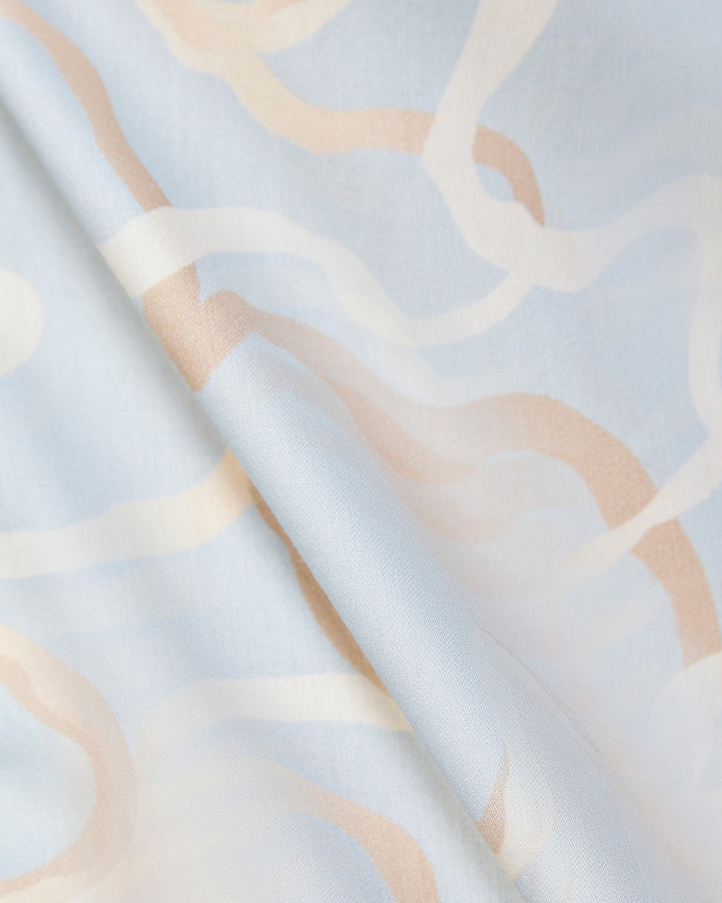 Beige & Blue Line Printed Shirt
