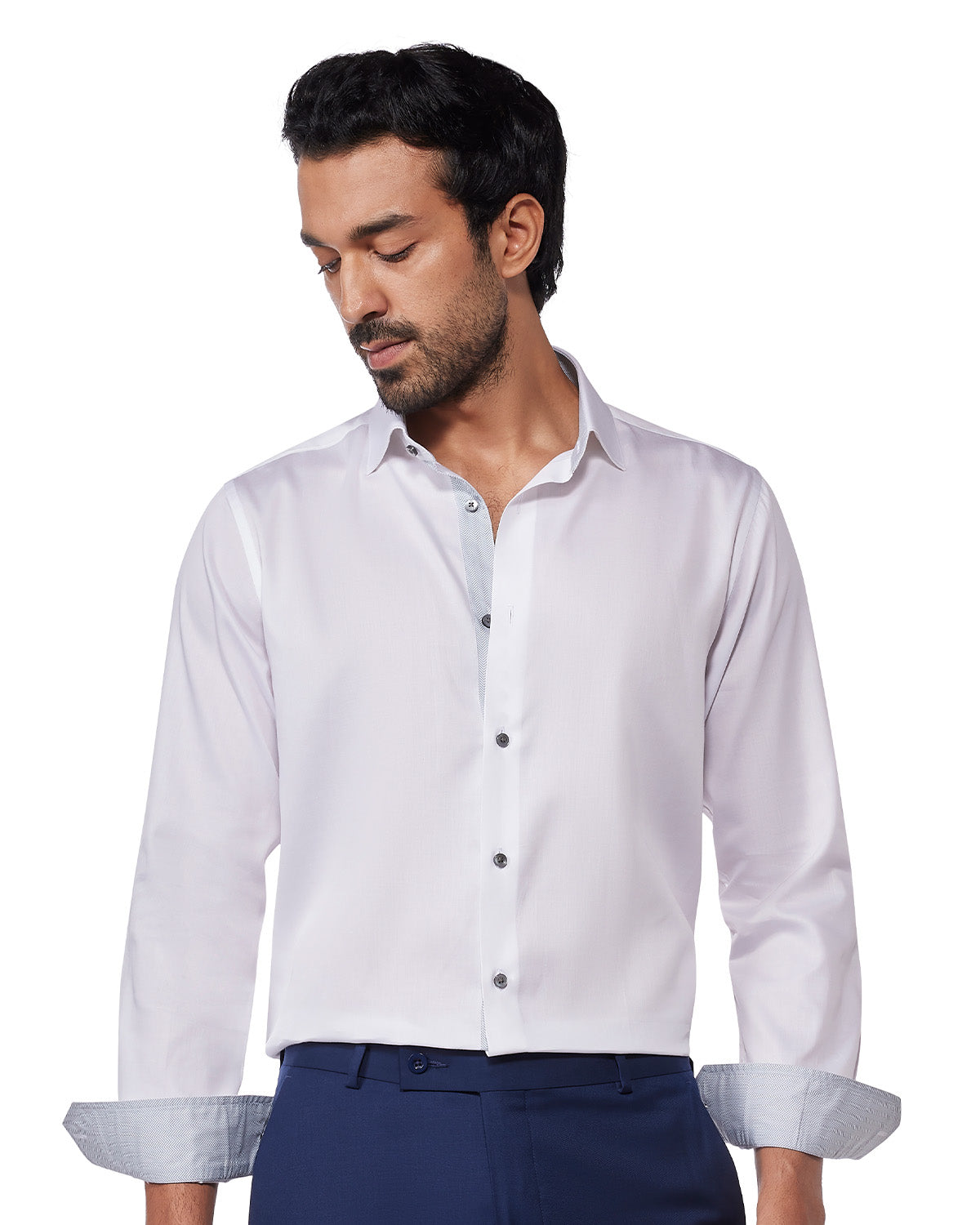 White Giza Cotton Satin Shirt